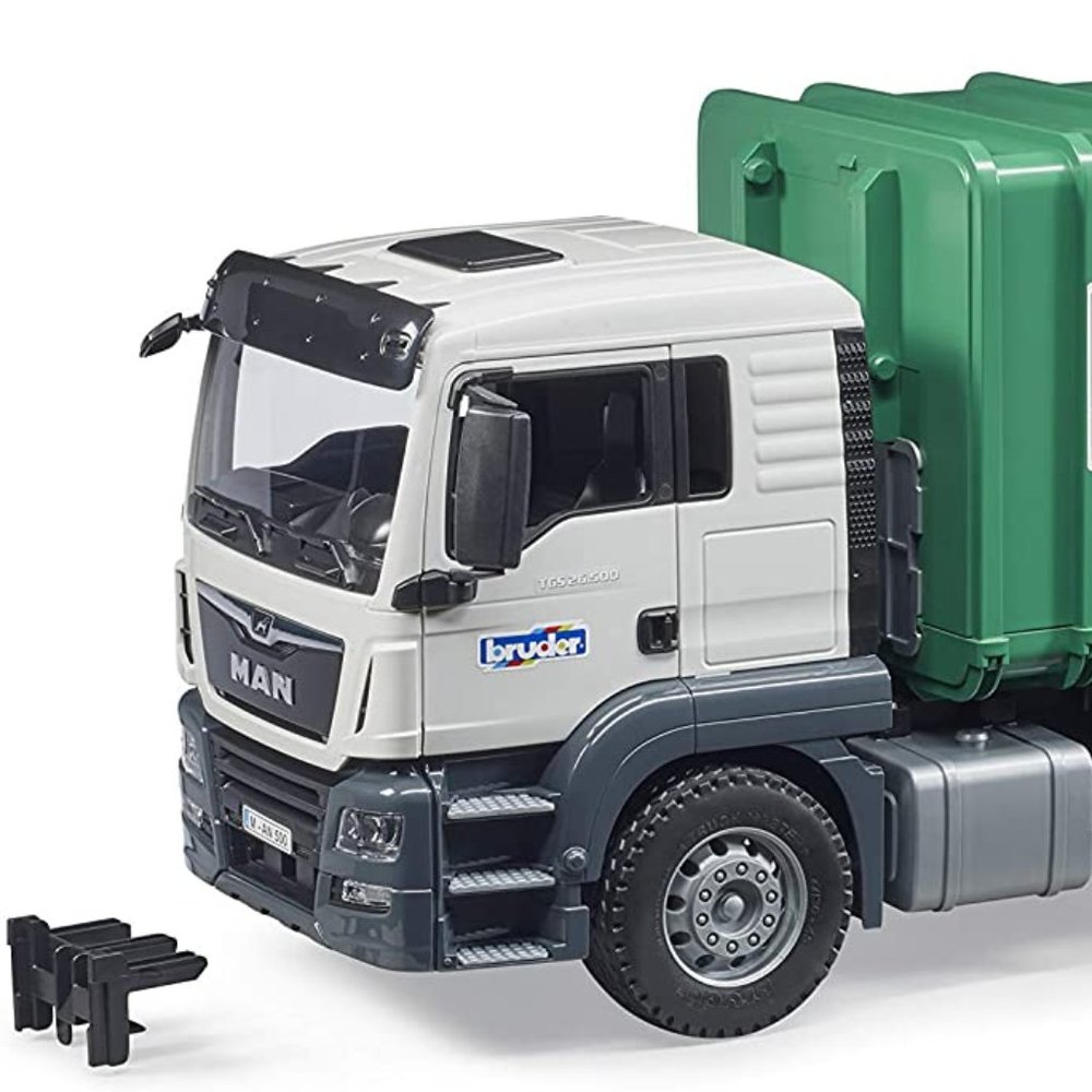 NEW Bruder 03763 Man TGS Rear Loading Garbage Truck Toy Green